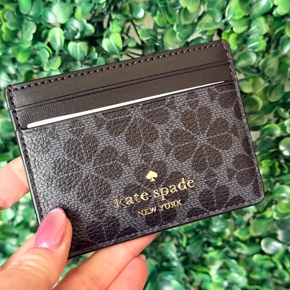 kate spade Handbags - Kate Spade New York Black Spade Floral Card Holder NWT